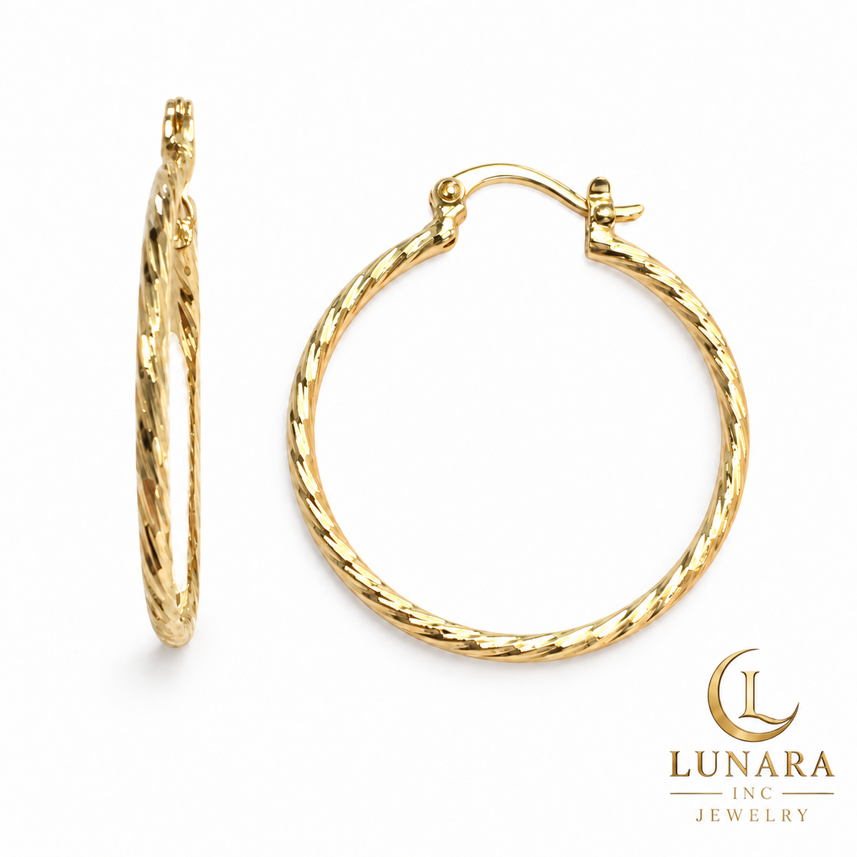 Textured Gold Hoop Earrings