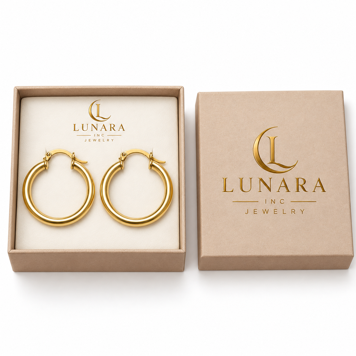 Polished Gold Tubular Hoop Earrings