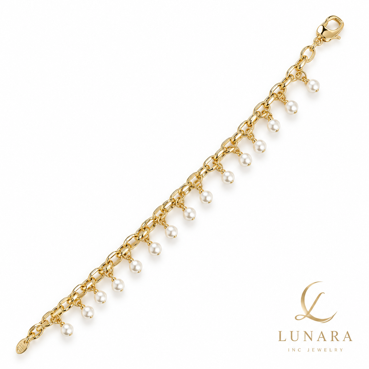Pearl Charm Link Bracelet