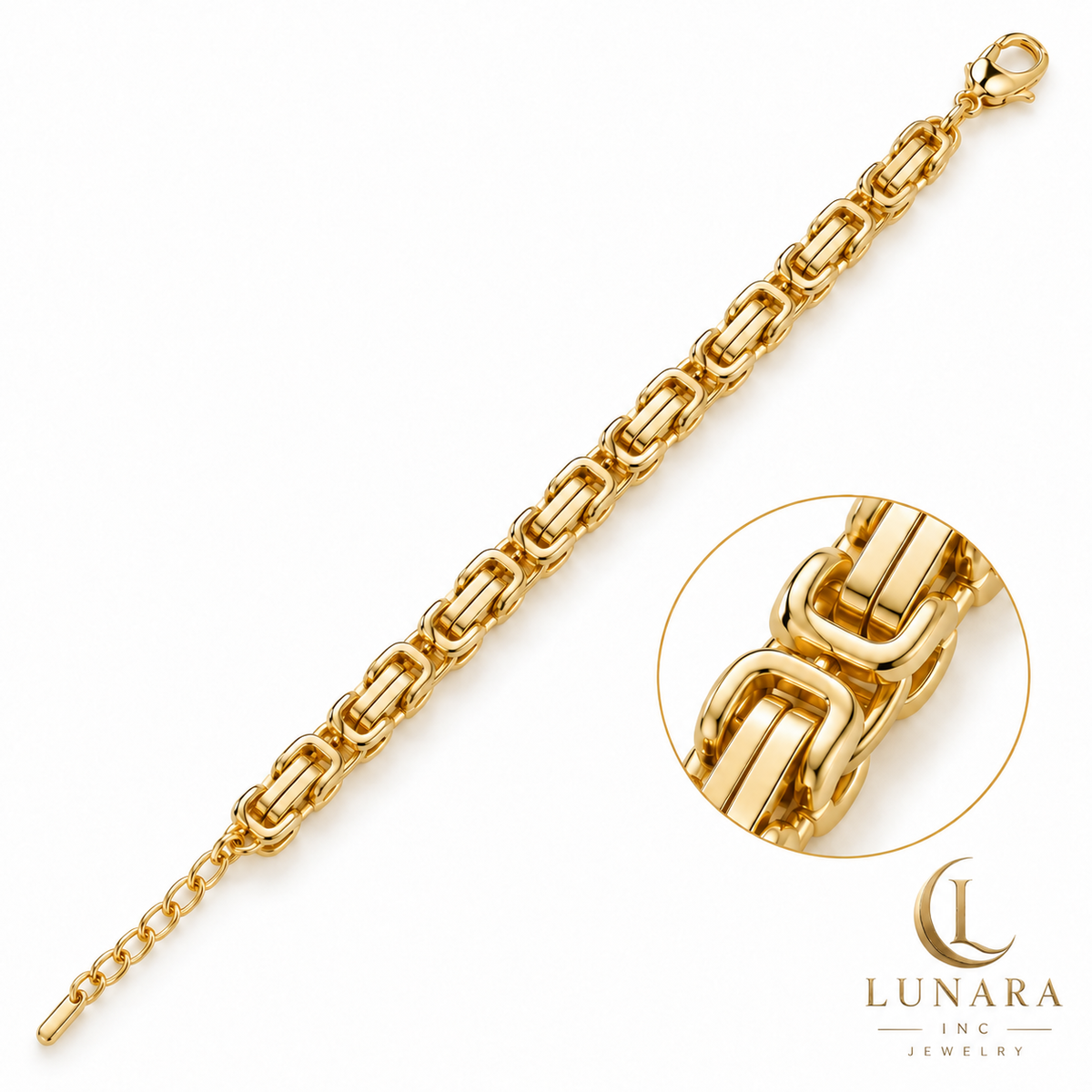 Golden Elegance Rectangular Link Bracelet