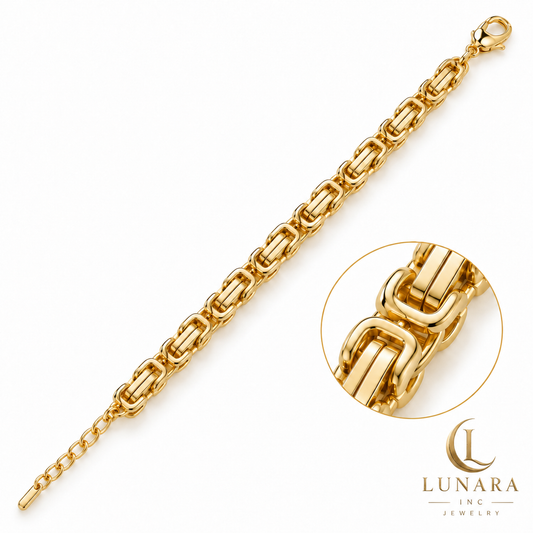 Golden Elegance Rectangular Link Bracelet