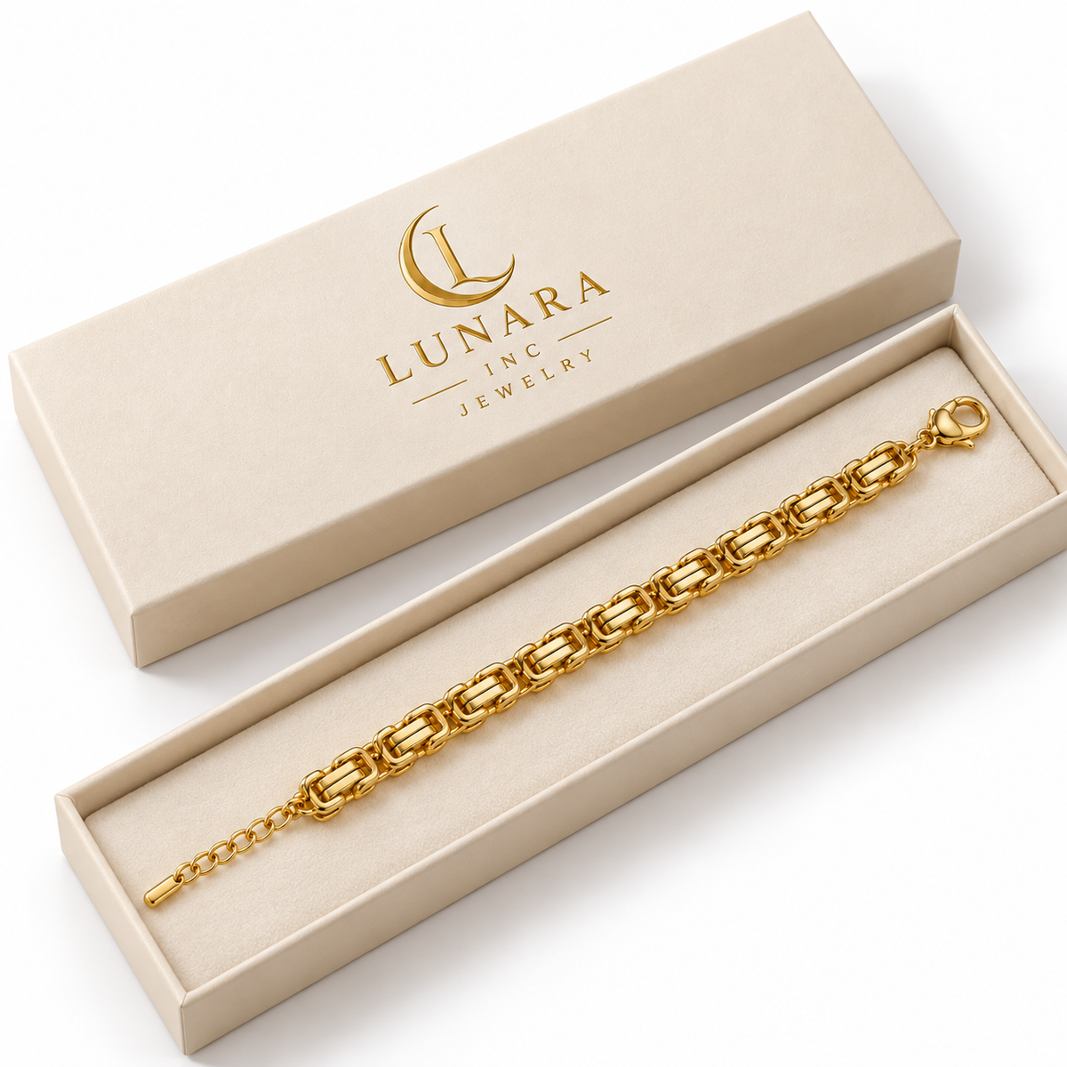 Golden Elegance Rectangular Link Bracelet
