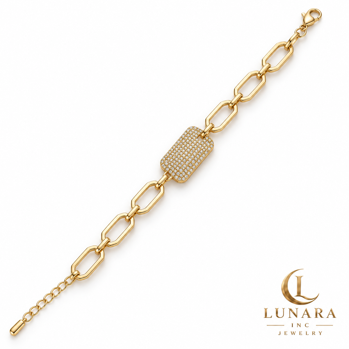 Radiant Zirconia Plaque Link Bracelet