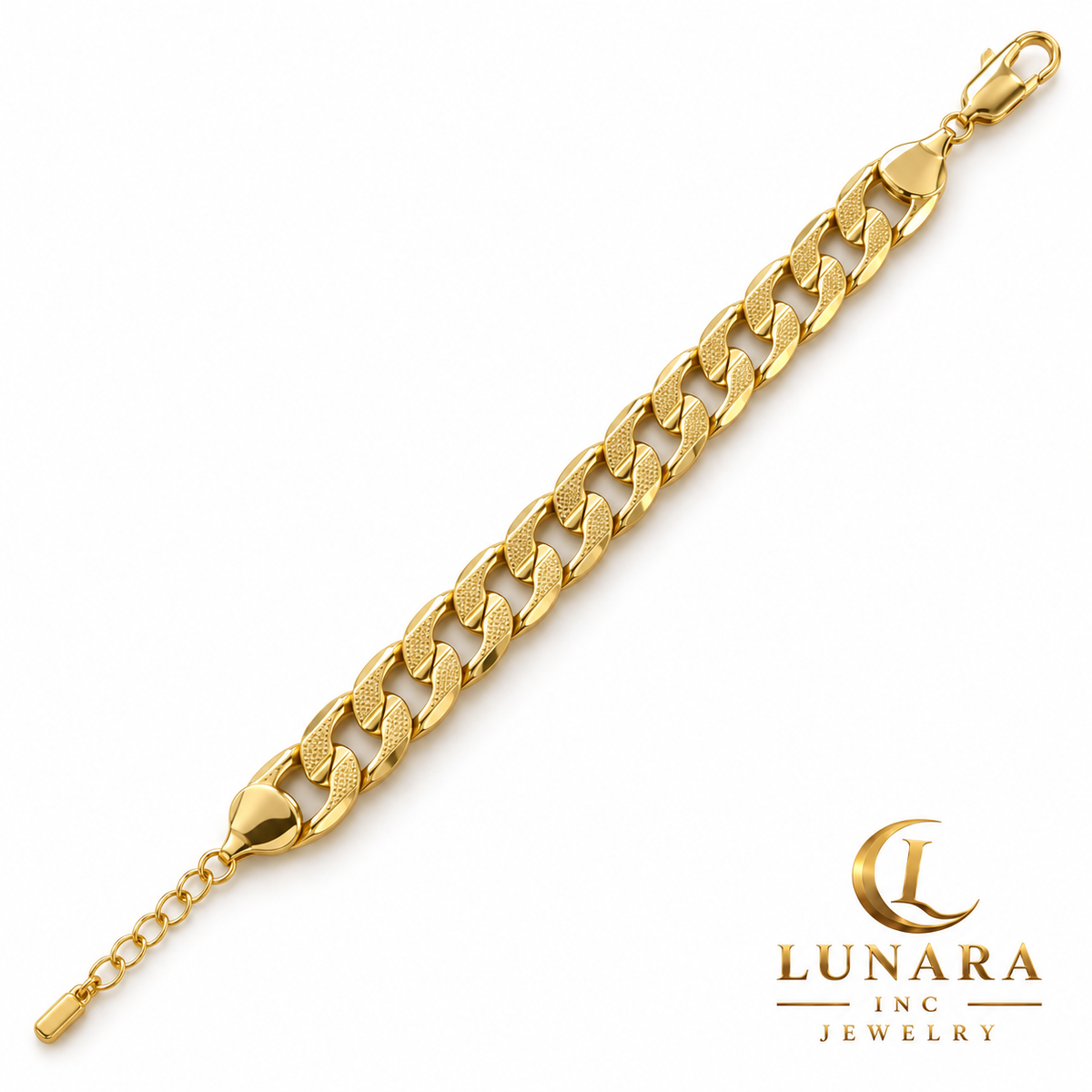 Textured Gold Cuban Link Bracelet