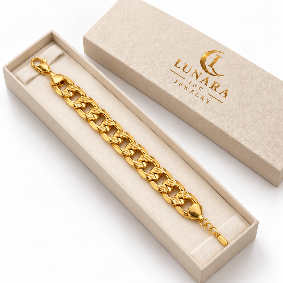 Textured Gold Cuban Link Bracelet