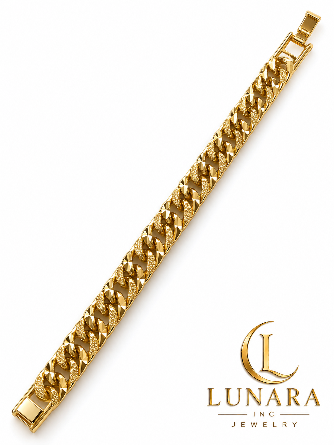Men’s Faceted and Textured Cuban Link Bracelet