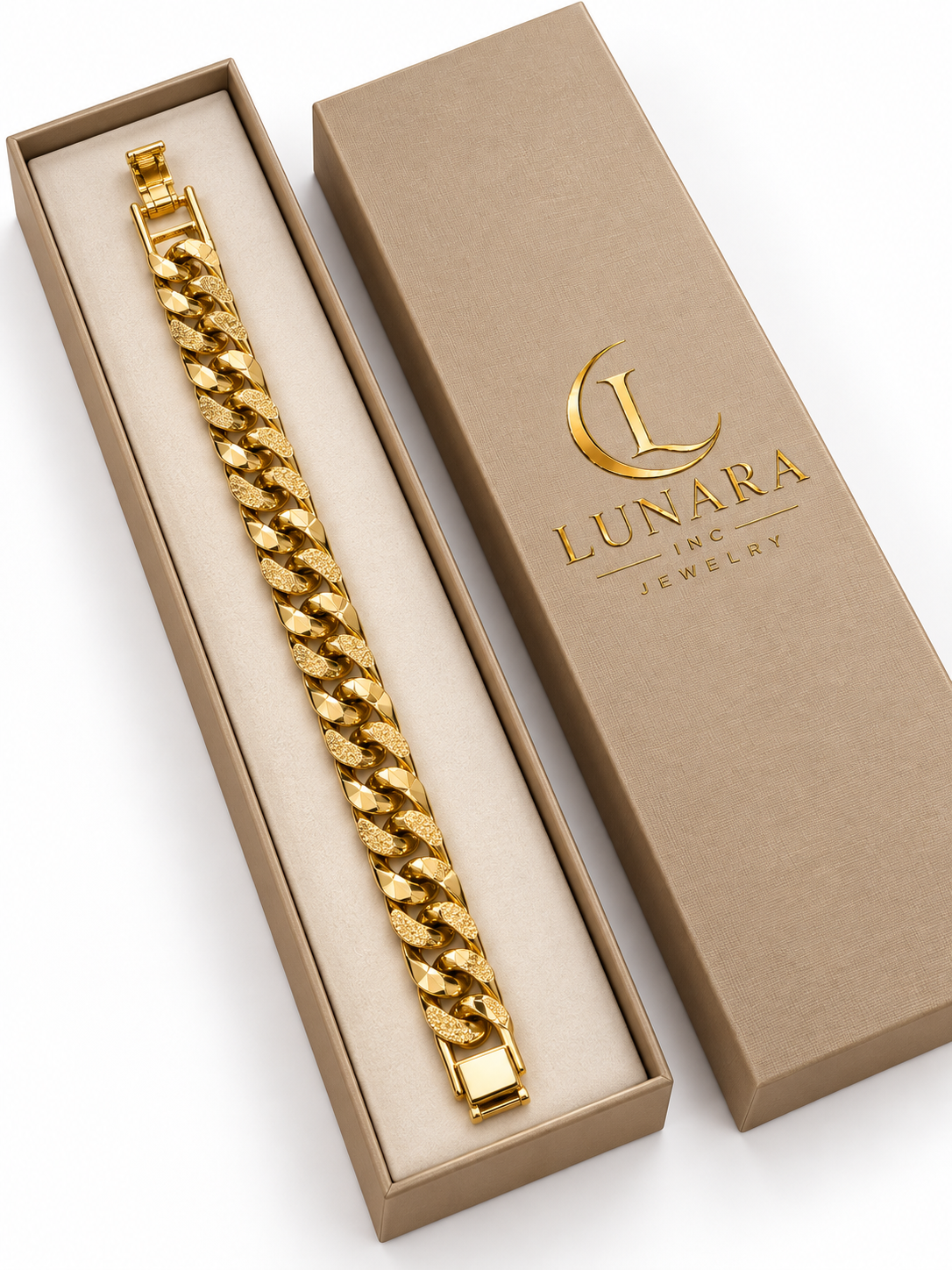 Men’s Faceted and Textured Cuban Link Bracelet
