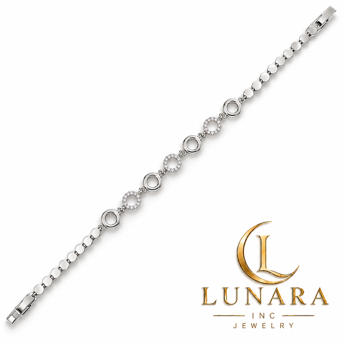 Silver Alternating Circle Bracelet