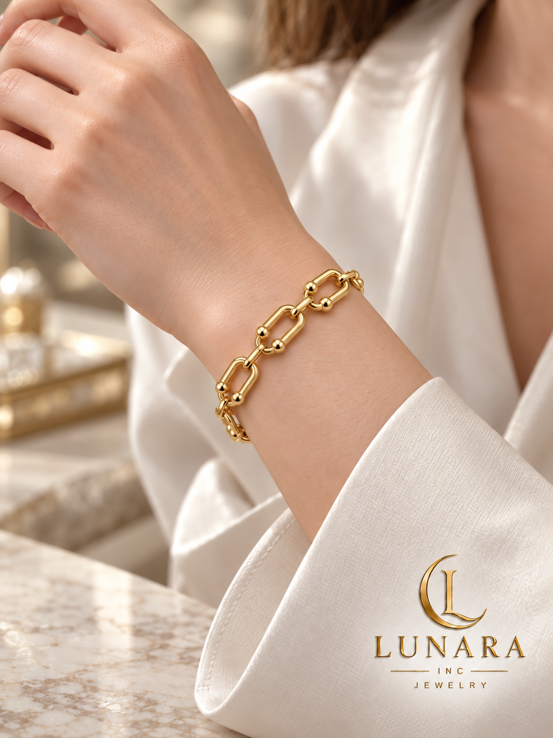 14K Gold Color Seven-Link Bracelet