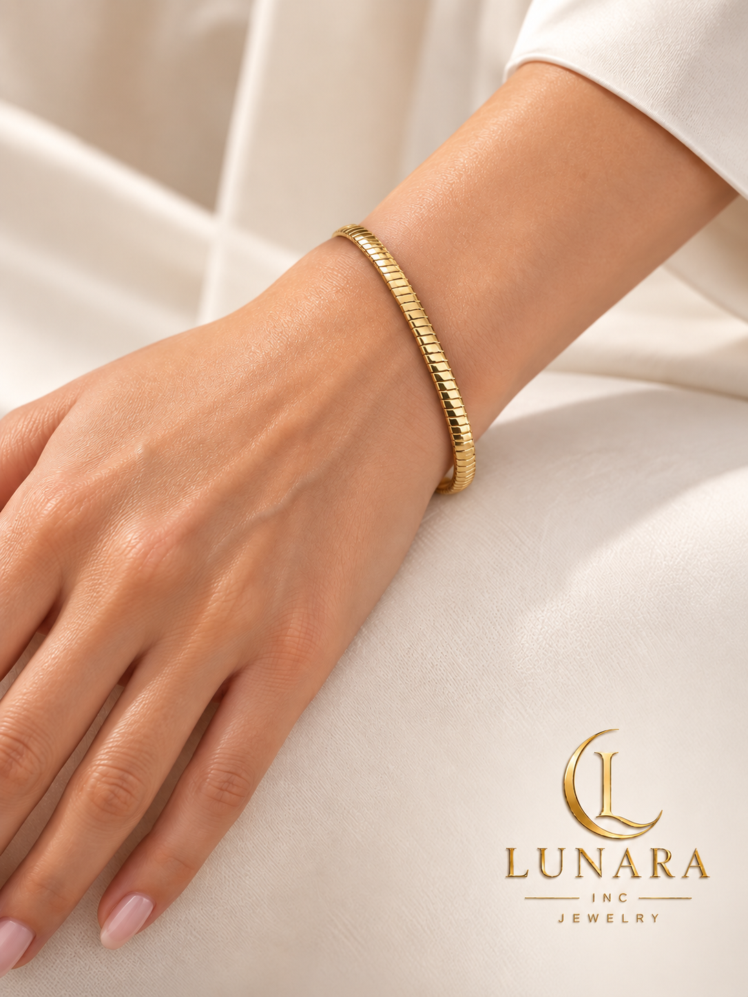 Gold Segmented Flat Bracelet