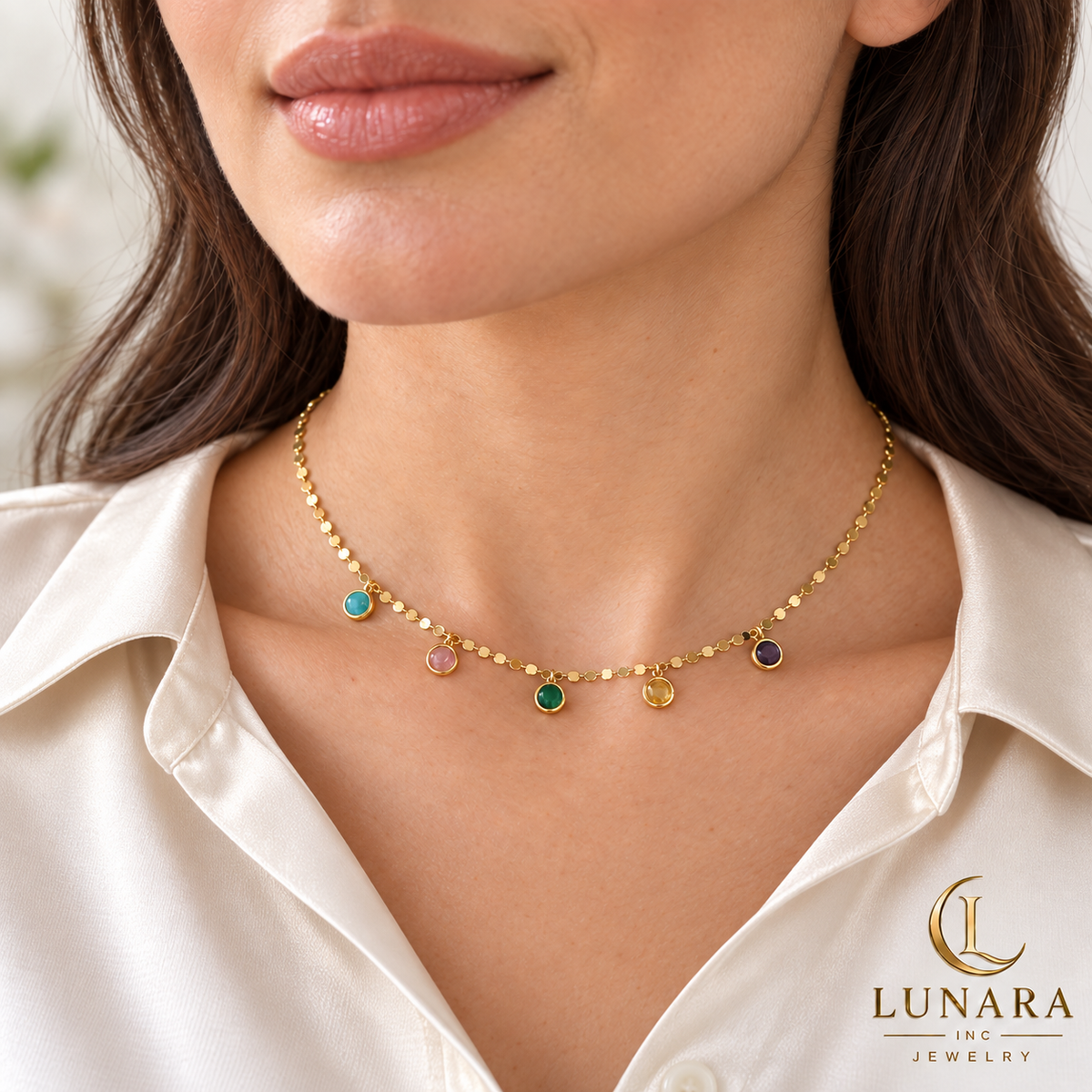 Five Color Charm Necklace