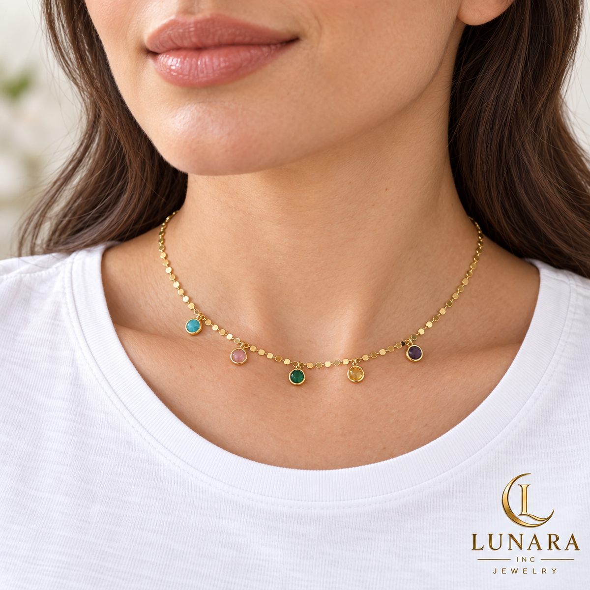 Five Color Charm Necklace