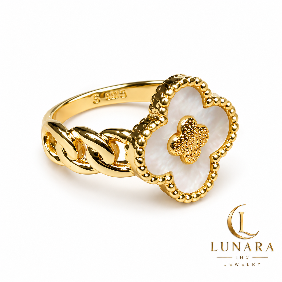 Pearlescent Double Clover Chain Ring