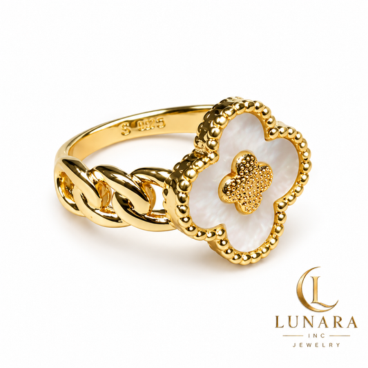 Pearlescent Double Clover Chain Ring