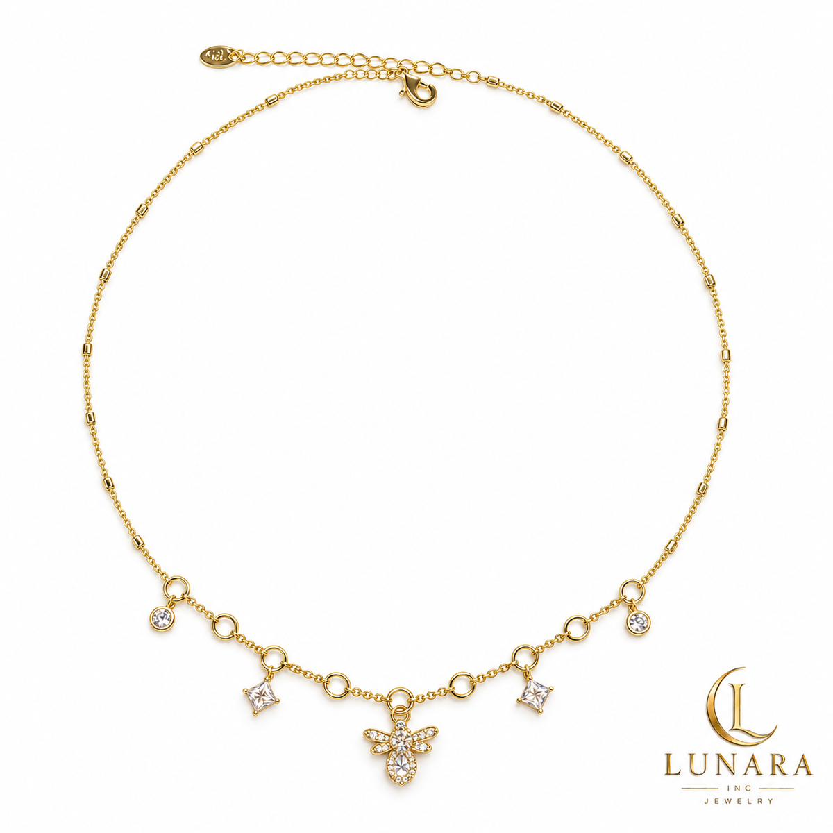 Radiant Bee Crystal Charm Necklace