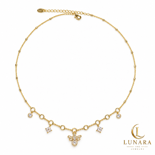 Radiant Bee Crystal Charm Necklace