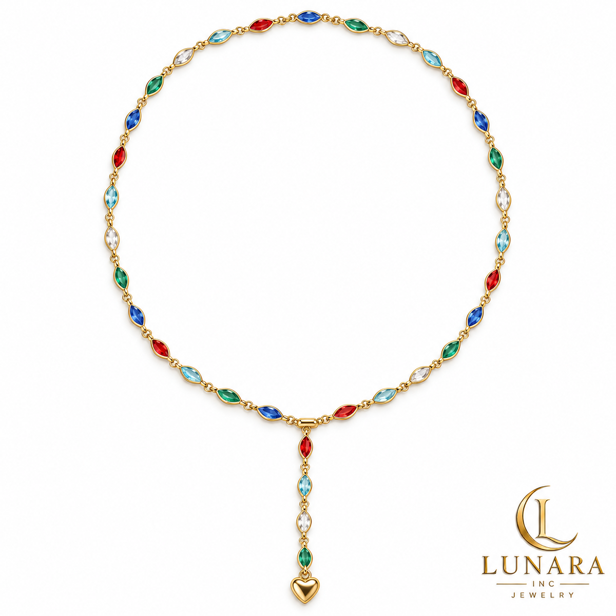 Multicolor Marquise Crystal Adjustable Lariat Necklace