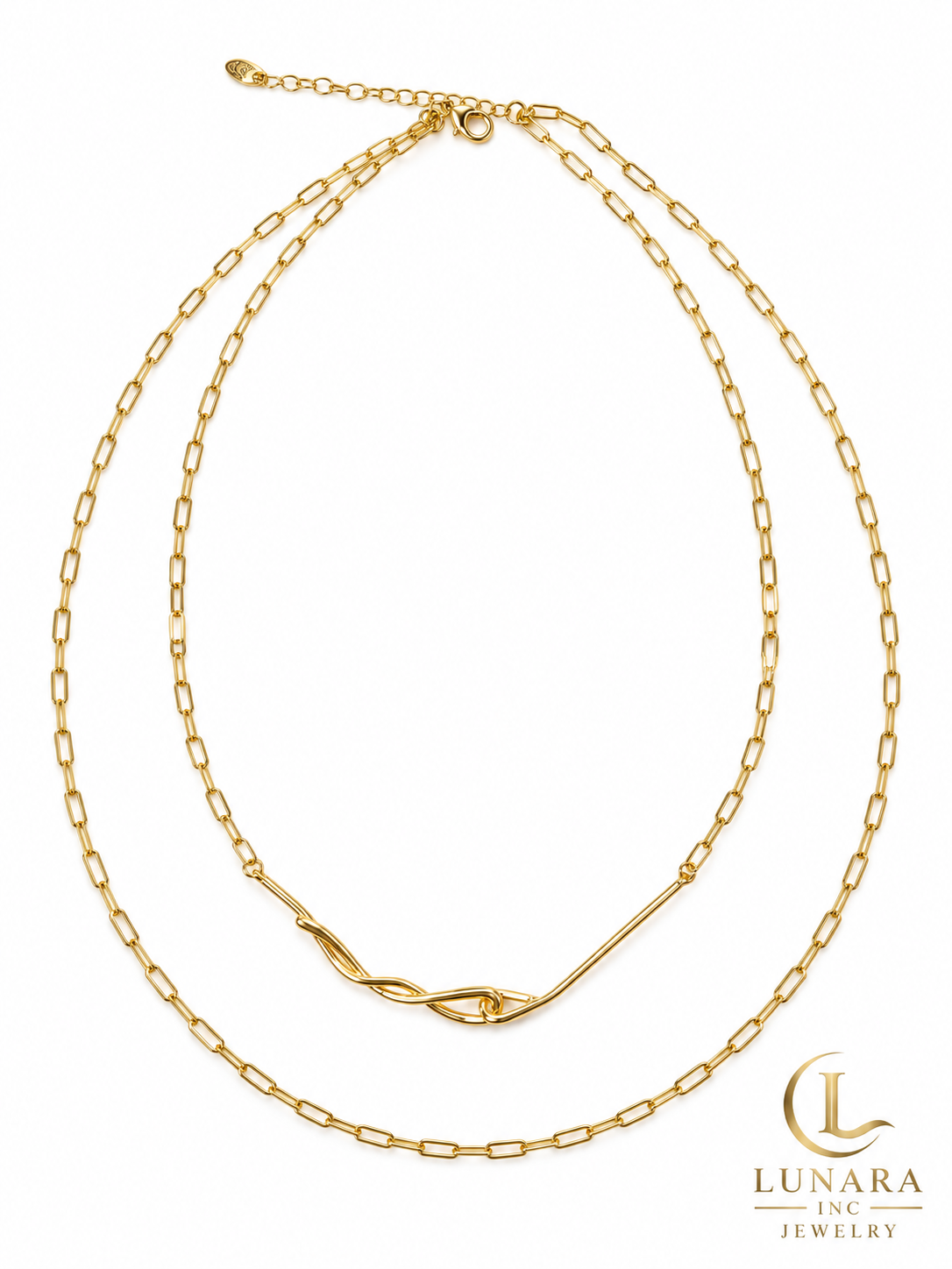 Twisted Elegance Double-Layer Paperclip Necklace