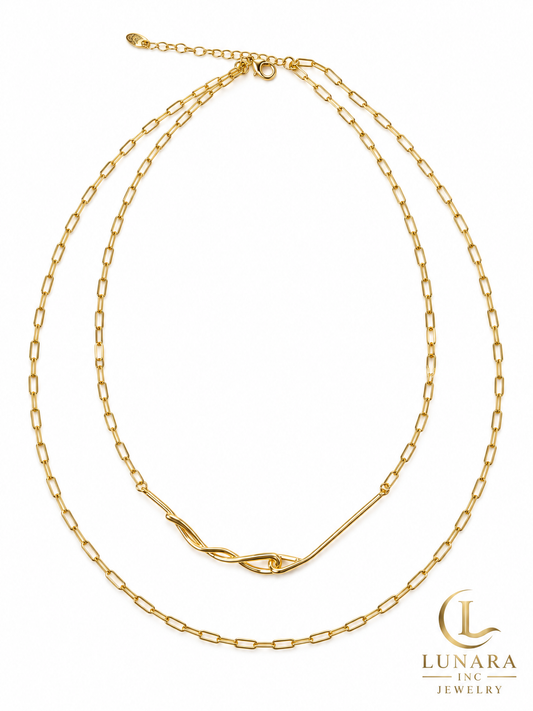 Twisted Elegance Double-Layer Paperclip Necklace