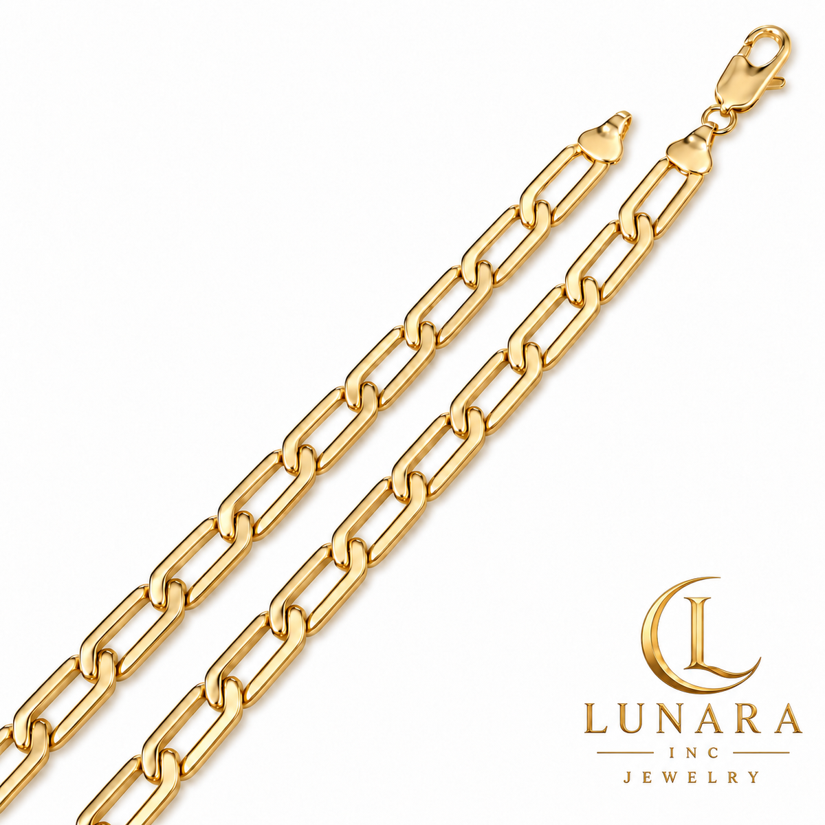 Men’s 14K Gold-Tone Flat Rectangular Link Chain