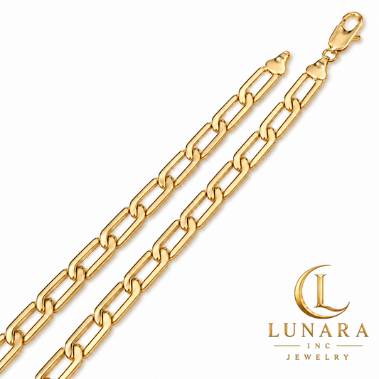 Men’s 14K Gold-Tone Flat Rectangular Link Chain