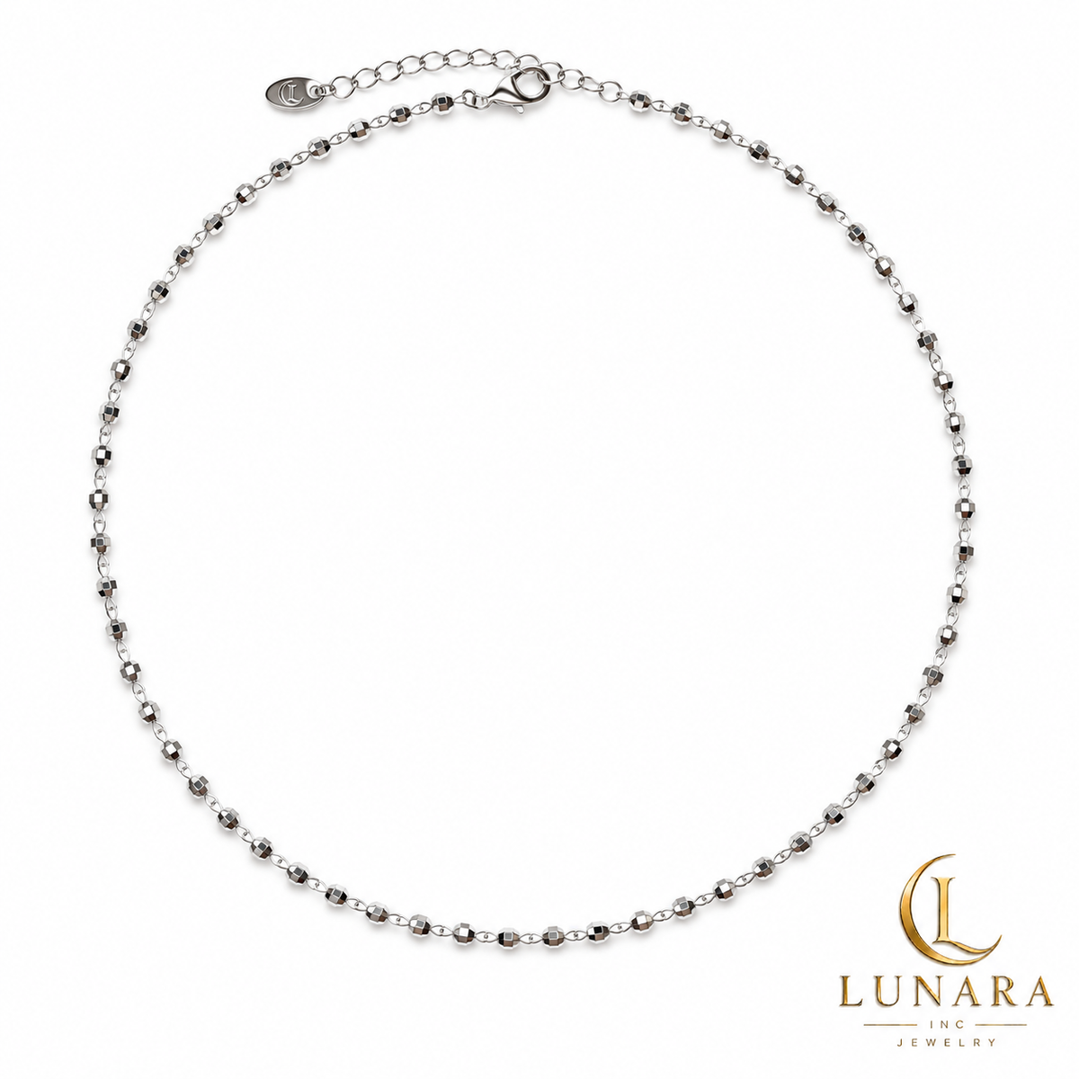 Silver-Tone Faceted Bead Necklace