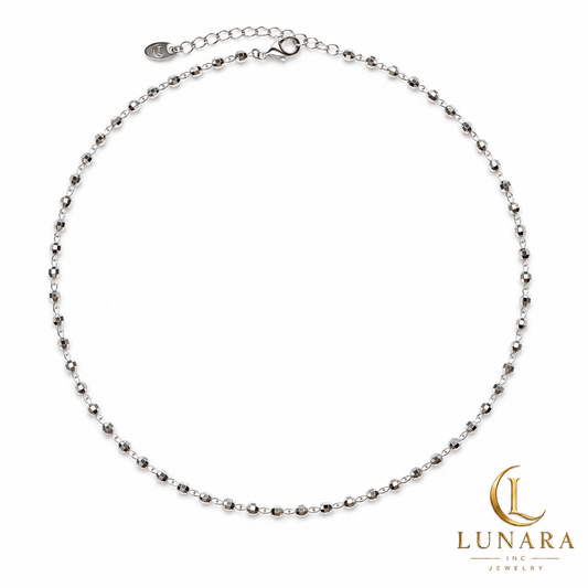 Silver-Tone Faceted Bead Necklace
