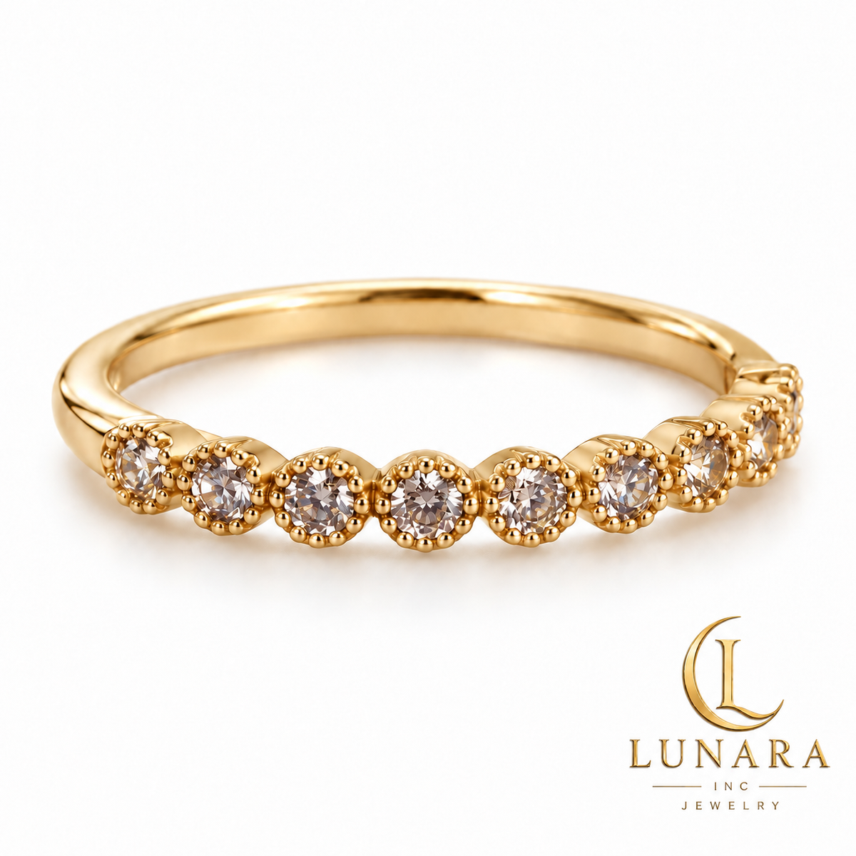 Golden Radiance Round Stone Ring