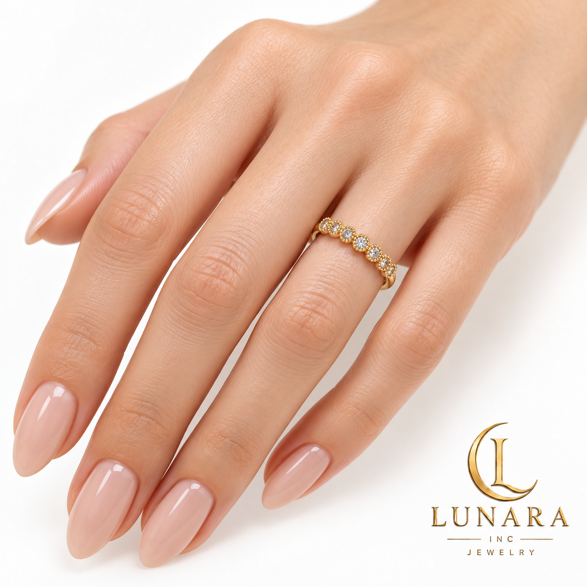 Golden Radiance Round Stone Ring