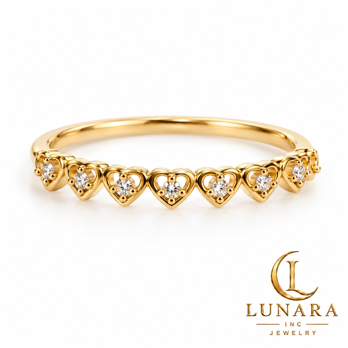Golden Hearts Sparkle Ring
