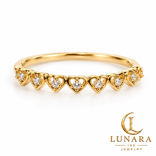 Golden Hearts Sparkle Ring