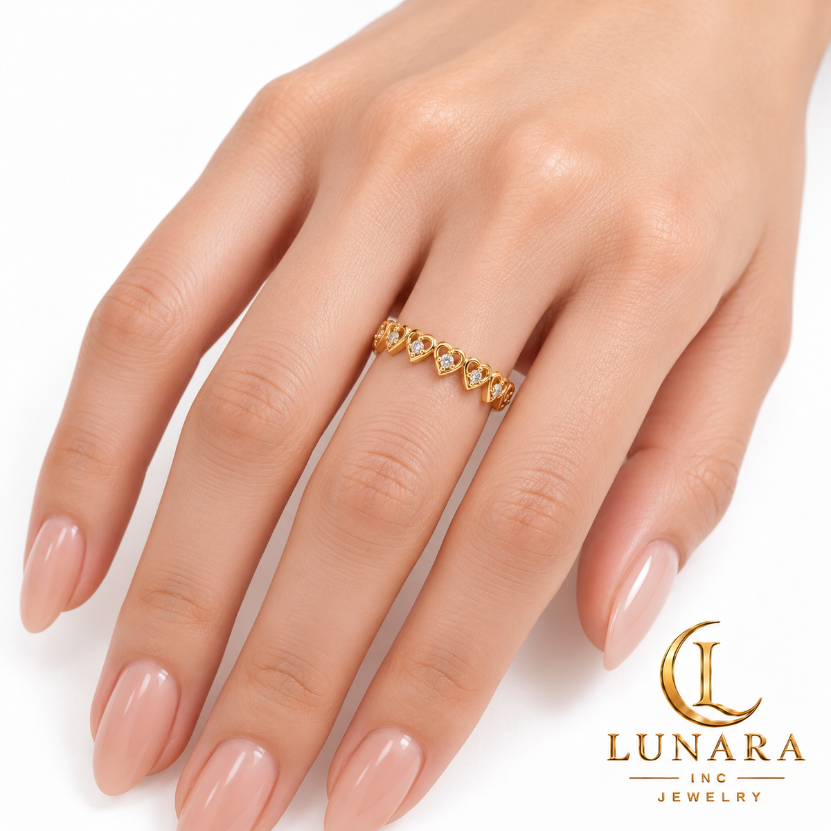 Golden Hearts Sparkle Ring