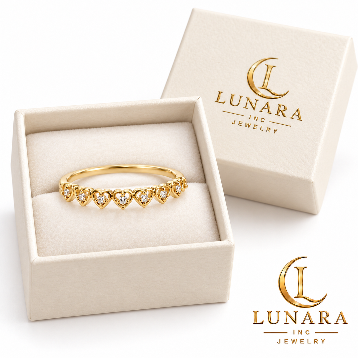 Golden Hearts Sparkle Ring