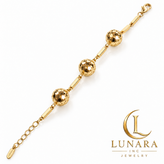 Golden Trio Textured Sphere Bracelet