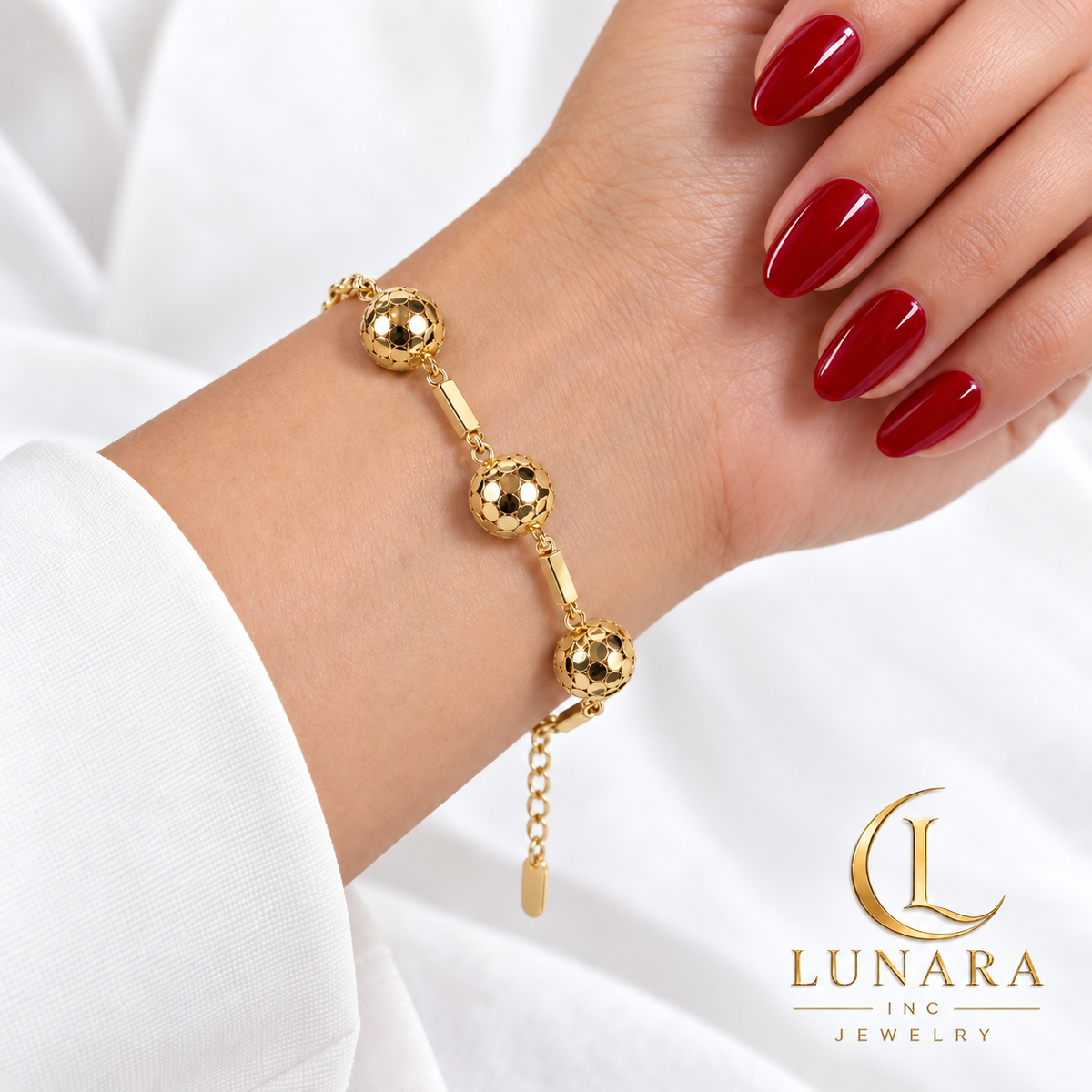 Golden Trio Textured Sphere Bracelet