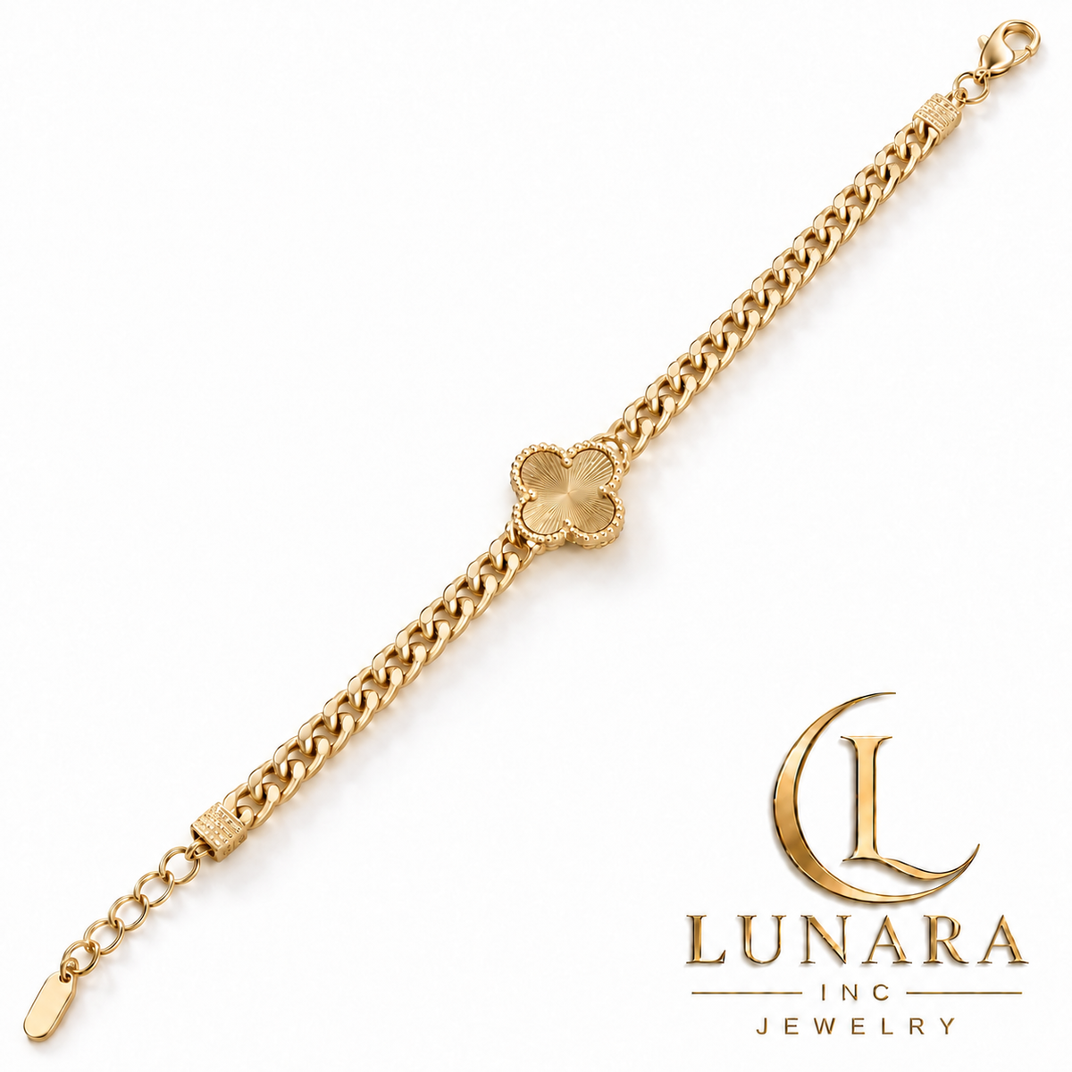 Golden Bloom Cuban Chain Bracelet