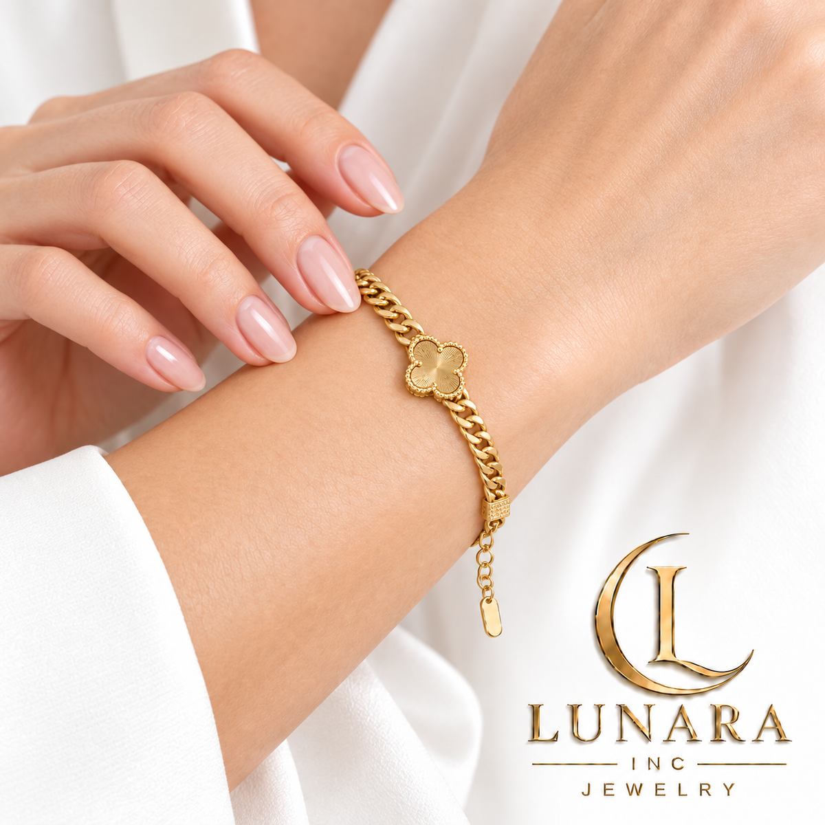 Golden Bloom Cuban Chain Bracelet