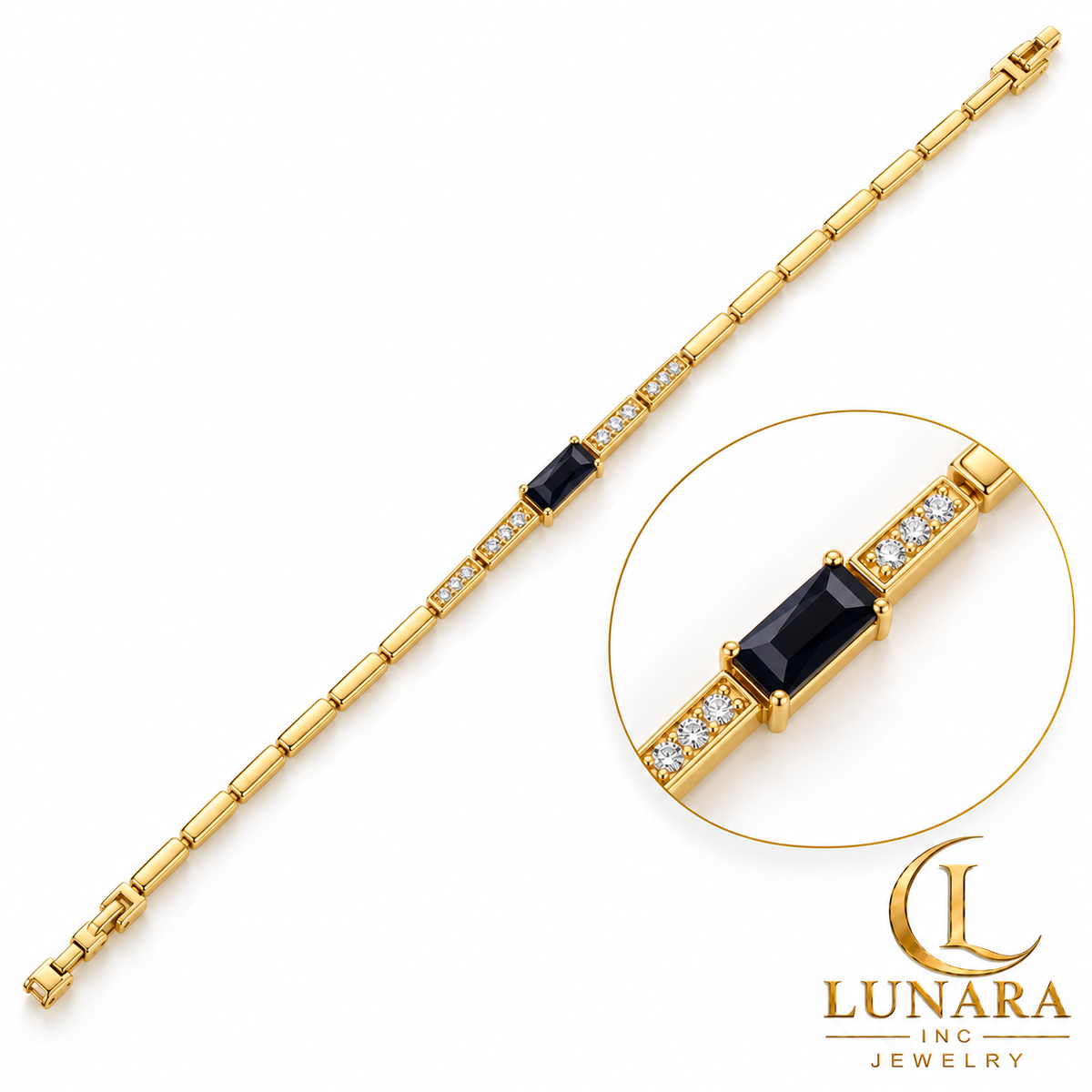 Midnight Elegance Gold-Tone Bracelet