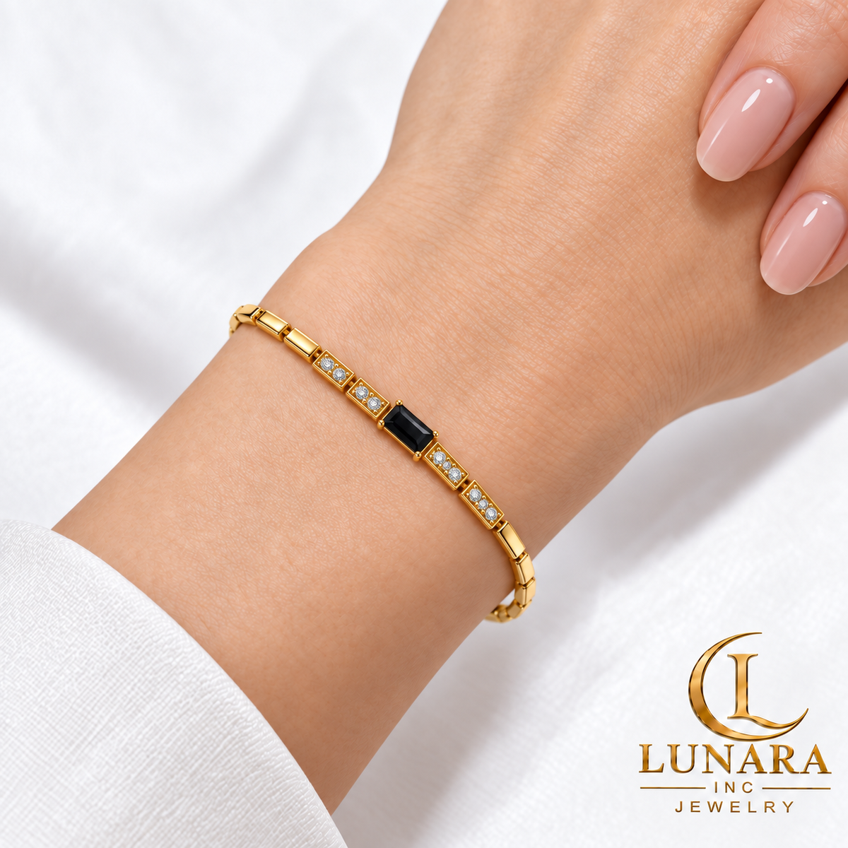 Midnight Elegance Gold-Tone Bracelet