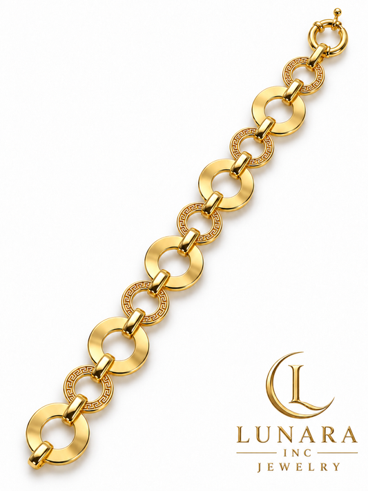 Golden Greek Key Circle Bracelet