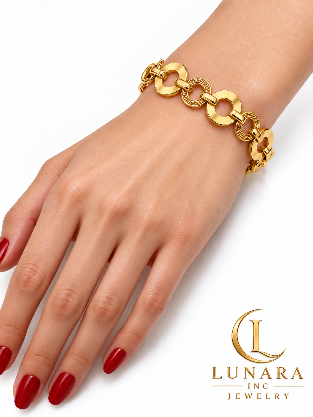 Golden Greek Key Circle Bracelet