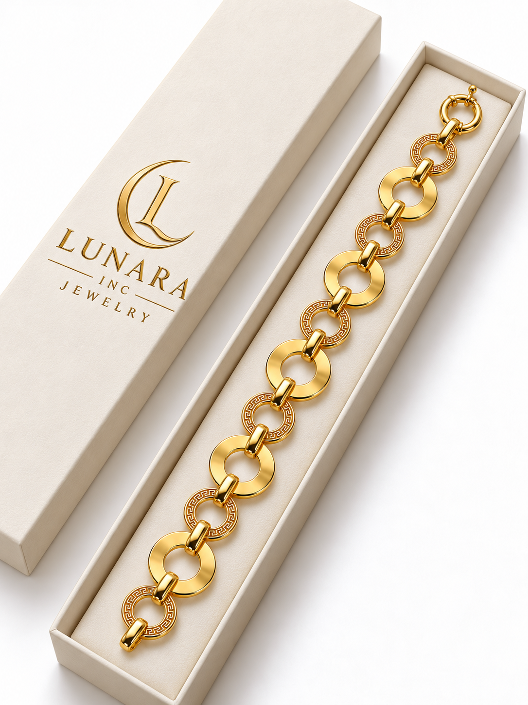 Golden Greek Key Circle Bracelet