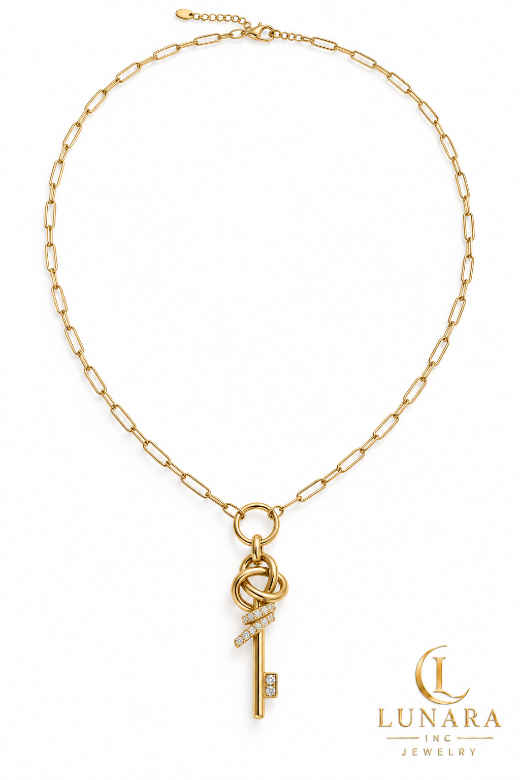 Golden Knot Key Pendant Necklace