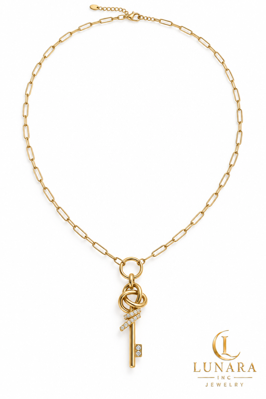 Golden Knot Key Pendant Necklace