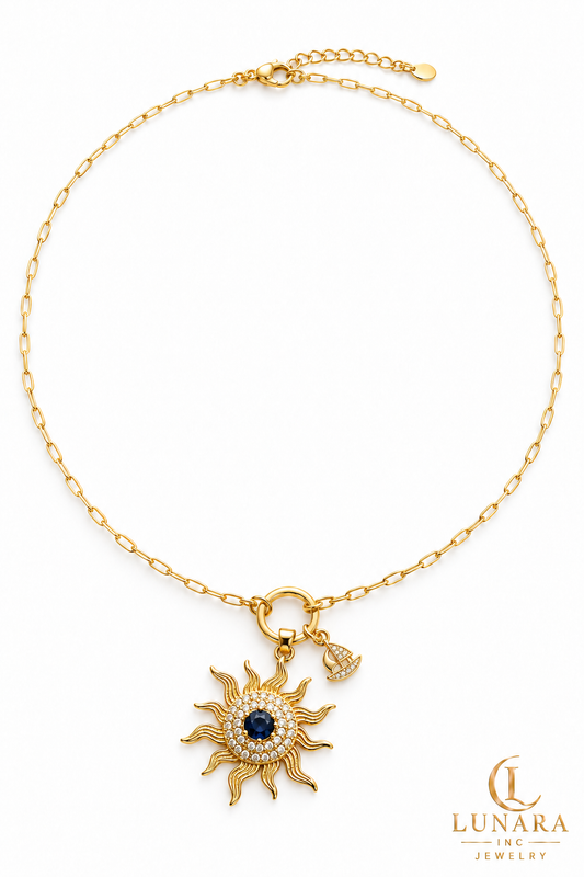 Sun Charm Paperclip Necklace