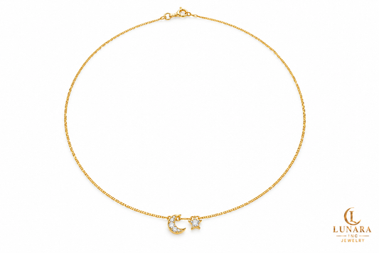 Petite Moon & Star Adjustable Necklace