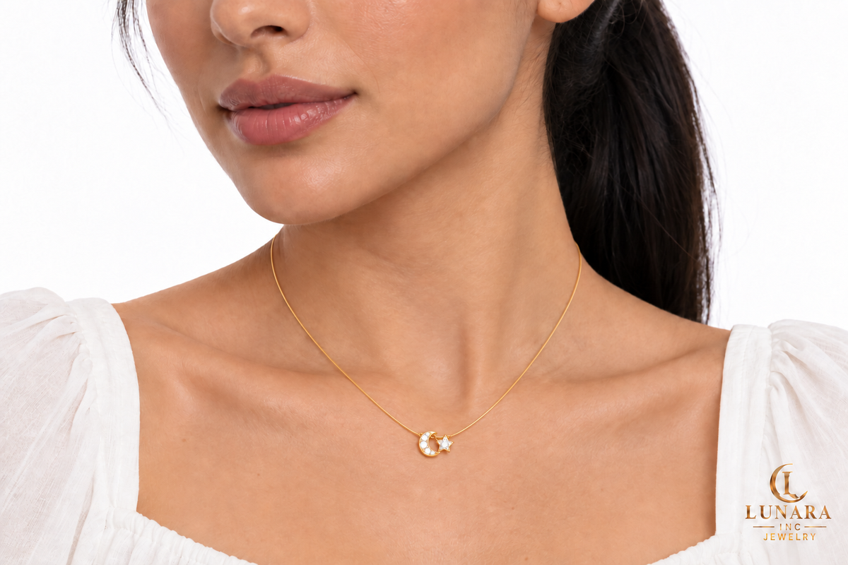 Petite Moon & Star Adjustable Necklace