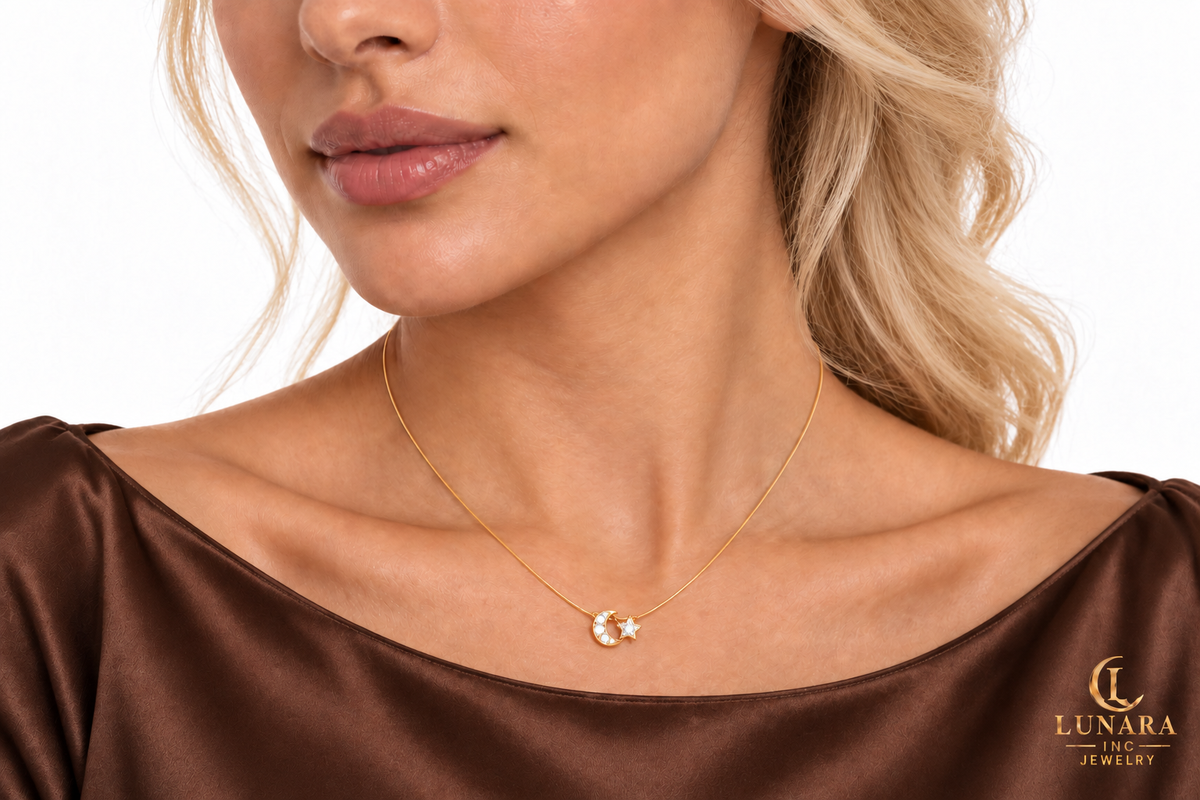 Petite Moon & Star Adjustable Necklace