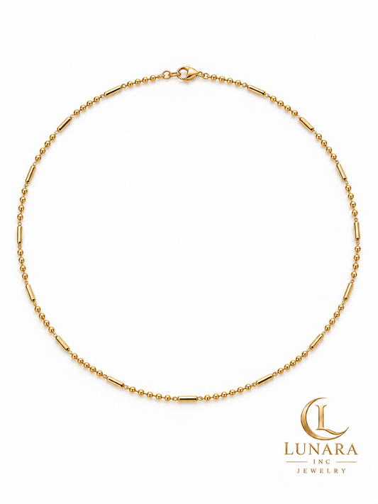 Petite Gold-Tone Bead & Bar Chain