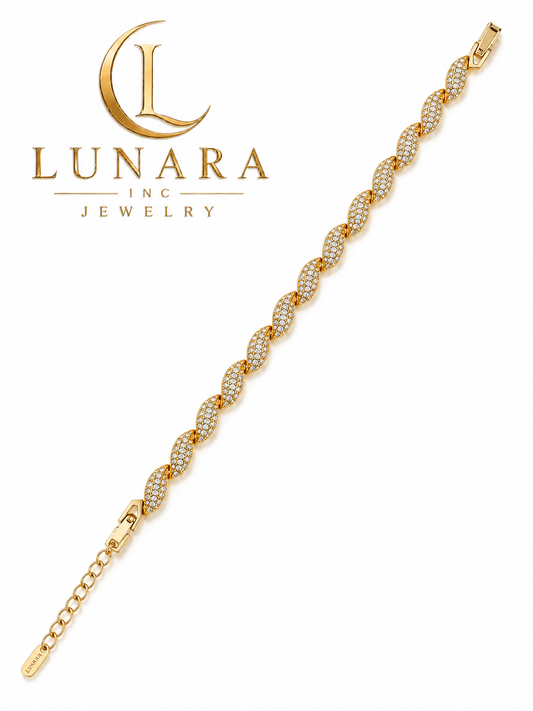 18K Gold Zirconia Twist Link Bracelet